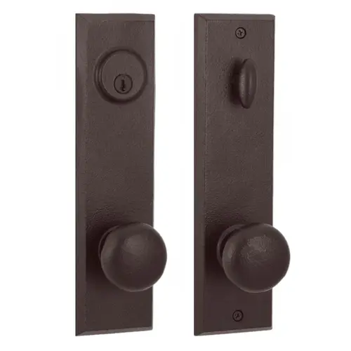  Left Hand Braughton Single Cylinder Deadbolt Passage Handle set with Wexford Knob Oil Rubbed Bronze Finish