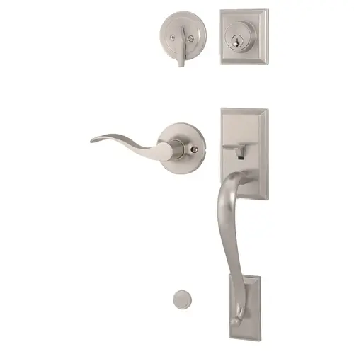  Mercy Single Cylinder Handle set with Right Hand New Haven Lever Satin Nickel Finish Matte Black