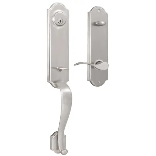  Mansion Single Cylinder Handle set with Right Hand Bordeau lever in the Satin Nickel