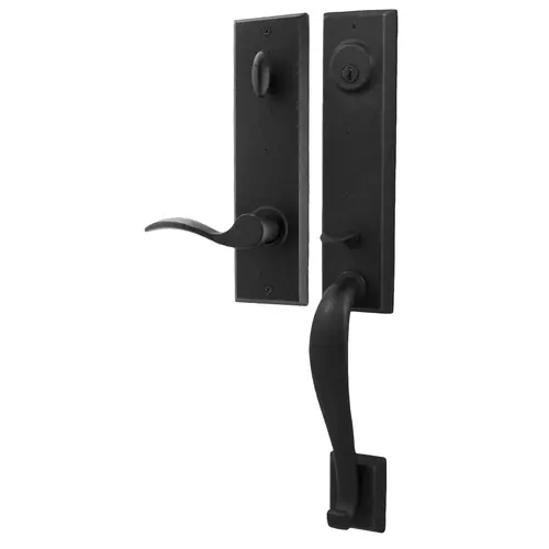  Greystone Single Cylinder Handle set with Right hand Carlow lever in the Black Finish