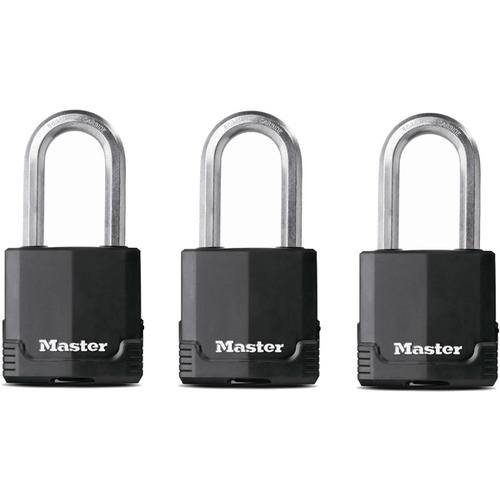 Padlock 1-7/8" W Steel Dual Ball Bearing Locking Keyed Alike Black