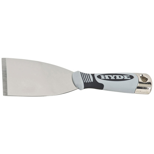 Stainless Scraper, 3 in W Blade, Single-Edge Blade, Stainless Steel Blade, Plastic/Wood Handle