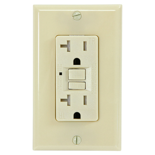 GENMAX TR20VST Receptacle Duplex 20-Amp Grounding with Cover Plate - Ivory