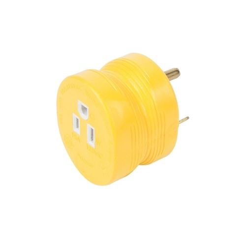 Adapter, 15 A Female/30 A Male, 125 V, Male, Female Yellow