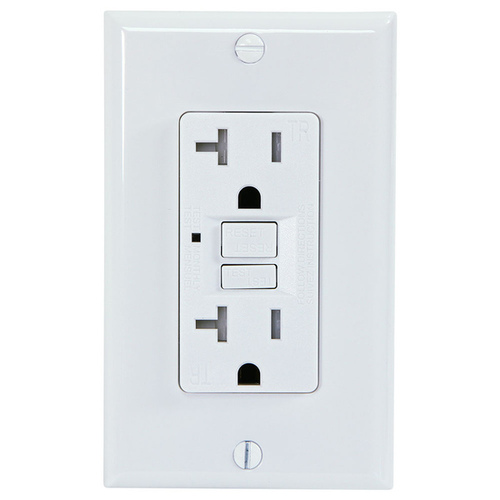 GENMAX TR20WST Receptacle Duplex 20-Amp Grounding with Cover Plate - White