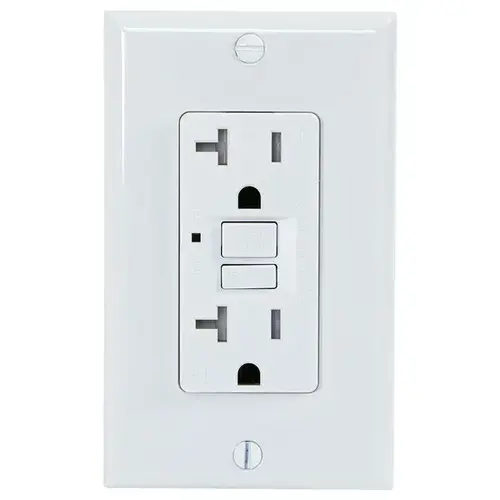 Receptacle Duplex 20-Amp Grounding with Cover Plate - White