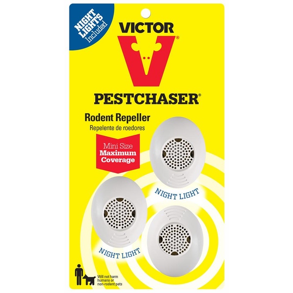 VICTOR M751PS PestChaser Rodent Repellent with Nightlight, 1.69 in L, 1-3/4 in W, 2.63 in H