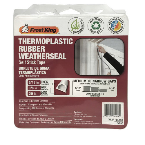 Thermoplastic Rubber Weatherseal, 3/8W x 5/16-In. T x 20-Ft.