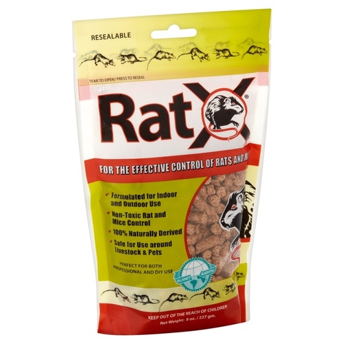 RatX 620100-6D RatX Pellets - Rat & Mouse Bait 8-OZ Resealable Pouch