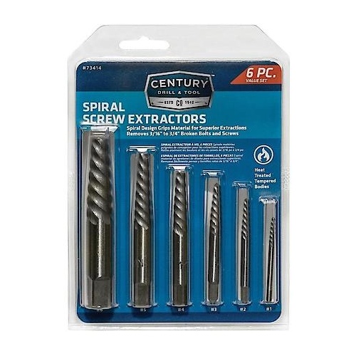 Screw Extractor Set, Spiral Flute, 6-Pc.