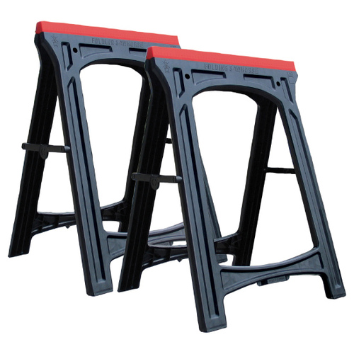 Sawhorse Set 30" H X 22-3/8" W X 16-1/2" D Adjustable 300 lb. cap. Black Pair