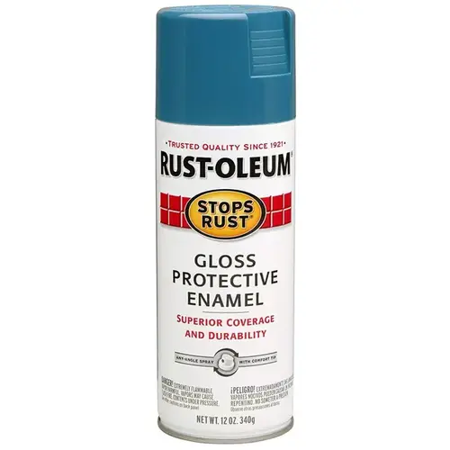 STOPS RUST Protective Enamel Spray Paint, Gloss, Maui Blue, 12 oz, Aerosol Can