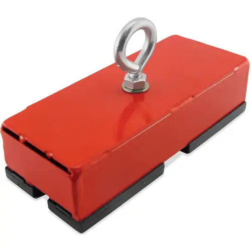 Holding and Retrieving Magnet, 5 in L, 2 in W, 1-1/16 in H, Steel Red