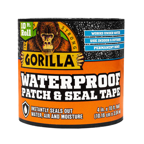 Gorilla 4612502 4 in. x 10 ft. Black Waterproof Patch and Seal Tape