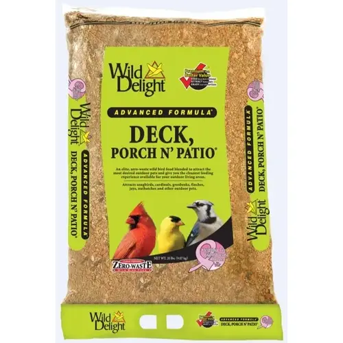 Bird Seed Advanced Formula Deck Porch N' Patio Assorted Species Sunflower Kernels 20 lb