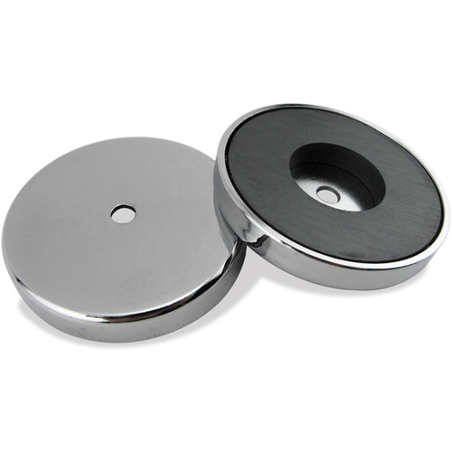 Magnet Source 07222 Round Base Magnet, Ceramic, 1 in ID x 2.618 in OD Dia, 3/8 in H Silver