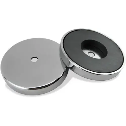 Round Base Magnet, Ceramic, 1 in ID x 2.618 in OD Dia, 3/8 in H Silver