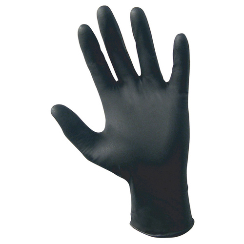 Safety Raven Disposable Powder-Free Nitrile Gloves, Extra-Large, Black, 6 Mil - pack of 100