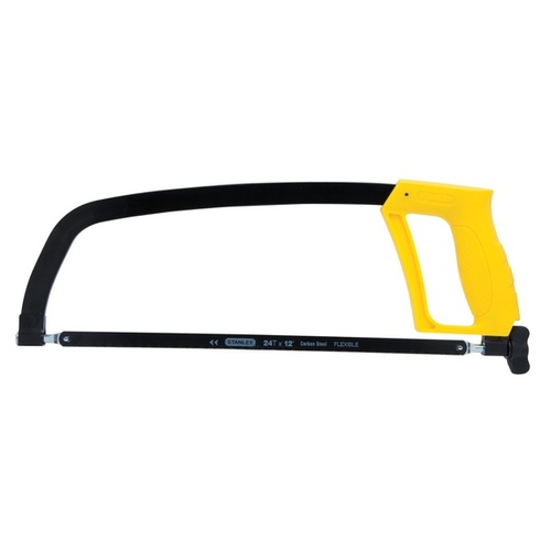 Hacksaw, 12 in L Blade, 24 TPI, Carbon Steel Blade, 4-3/8 in D Throat, Metal Frame, Ergonomic Handle Black/Yellow