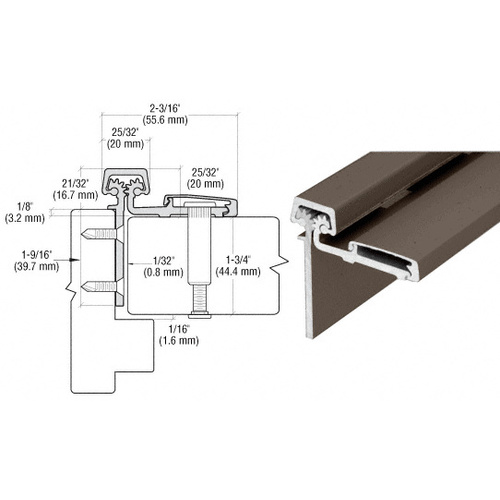 Dark Bronze Anodized 83" Roton 053 Series Half Surface Continuous Hinge