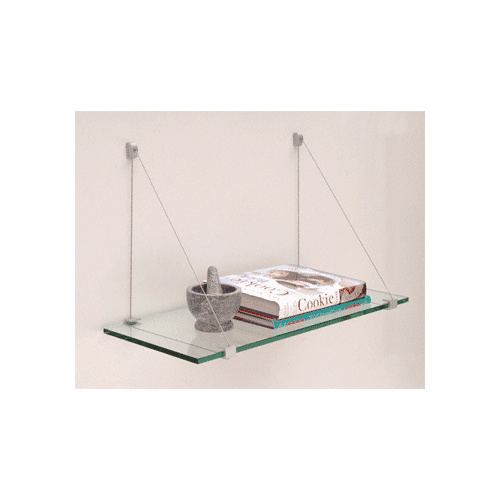 Satin Aluminum 6" x 24" Cable Glass Shelf Kit