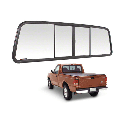 CRL 7140ET OEM Replacement Duo-Vent Four Panel Slider With Light Green Glass for 1983-1997 Ford Ranger and Mazda