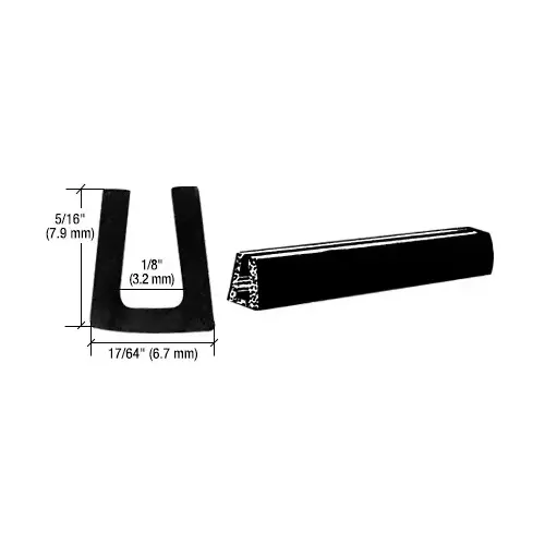 Glass and Acrylic Setting Rubber Channel for 1/8" Material - 17/64" Base Width Black