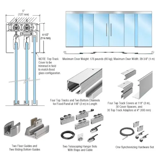 50 Series Ceiling Mount Synchronized and Telescoping Kit Satin Anodized