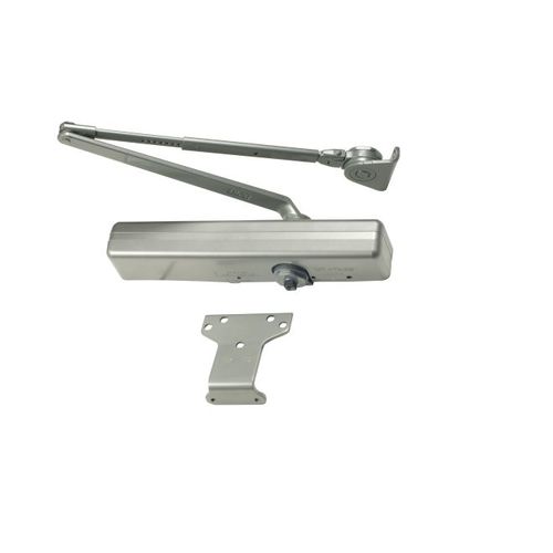 Parallel Arm Adjustable Surface Mounted Hold Open Door Closer with Thru Bolts Aluminum Finish