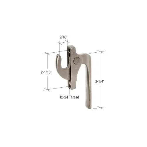 Casement Window Locking Handle 2-1/16" Screw Holes Brushed Bronze