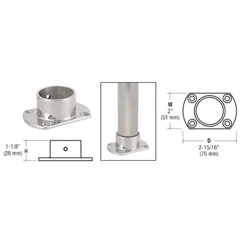 Polished Stainless Cut Flange for 1-1/2" Tubing