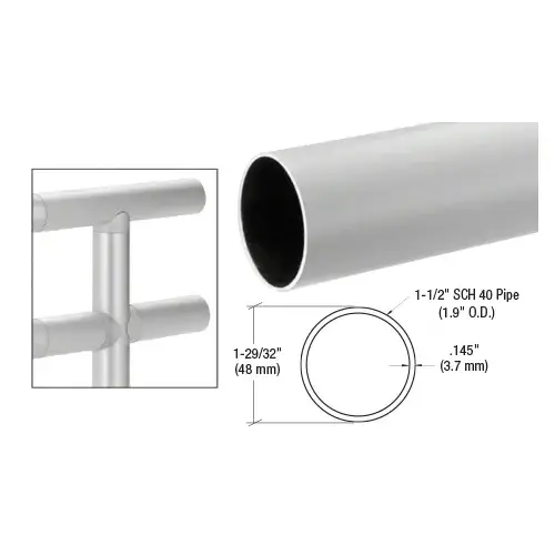 CRL HR19SA Satin Anodized 1.9" Diameter Hand Railing Tubing