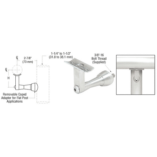 Satin Anodized Aluminum Manhattan Series Post Mounted Hand Rail Bracket