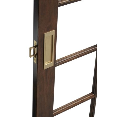 Large Santa Monica Passage Set 2-1/2" Backset Sliding Door Lock Satin Brass With Brown Finish