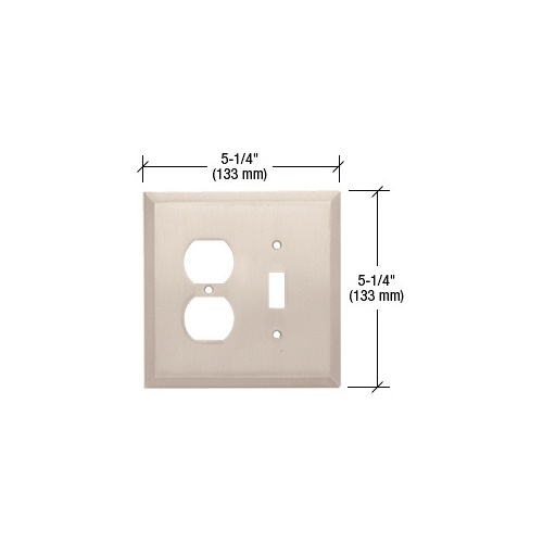 Brushed Nickel Duplex/Toggle Metal Mirror Plate