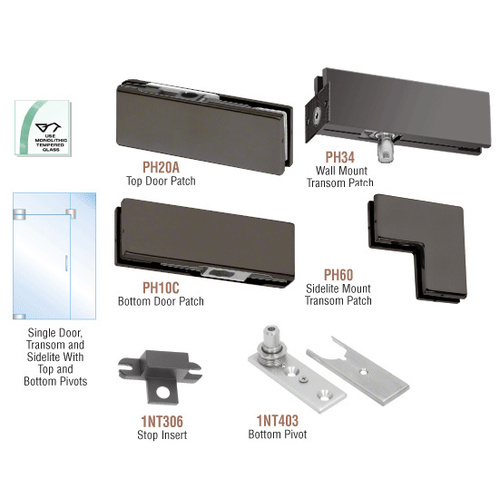 Black Bronze Anodized North American Patch Door Kit for Use With Fixed Transom and One Sidelite - Without Lock