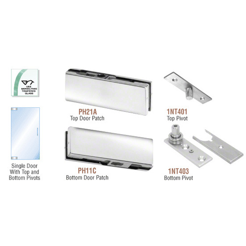 Polished Stainless European Patch Door Kit - Without Lock