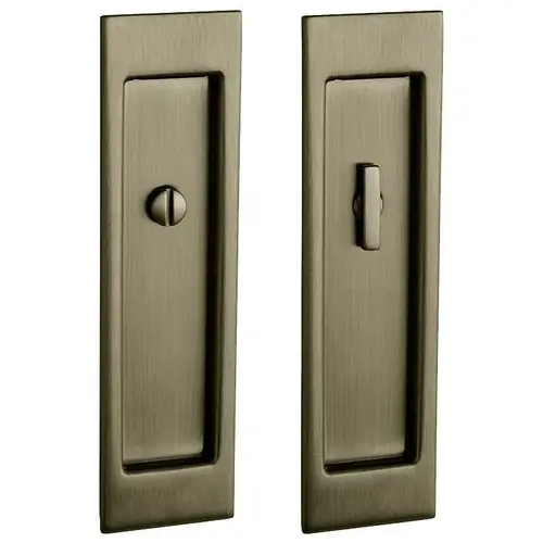 Large Santa Monica Privacy Set 2-1/2" Backset Sliding Door Lock Antique Brass Finish