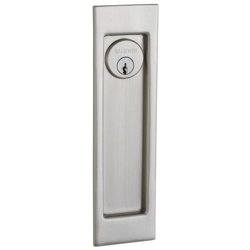 Large Santa Monica Trim Cut for Cylinder Sliding Door Lock Lifetime Satin Nickel Finish