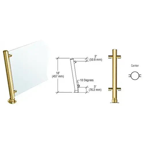 Polished Brass 18" High 1-1/2" Round PP46 Contemporary Series Slant Front Counter/Partition Center Post