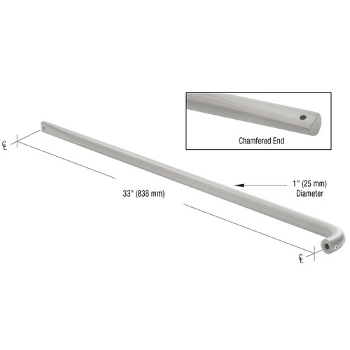 CRL-U.S. Aluminum PR0331136 Clear Anodized Astral II Solid Push Bar for 33" Double Acting Doors