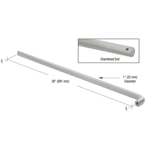 Clear Anodized Astral II Solid Push Bar for 39" Double Acting Doors