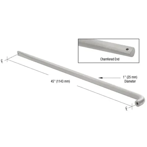 Clear Anodized Astral II Solid Push Bar for 45" Double Acting Doors