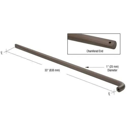 Bronze Astral II Solid Push Bar for 33" Double Acting Doors