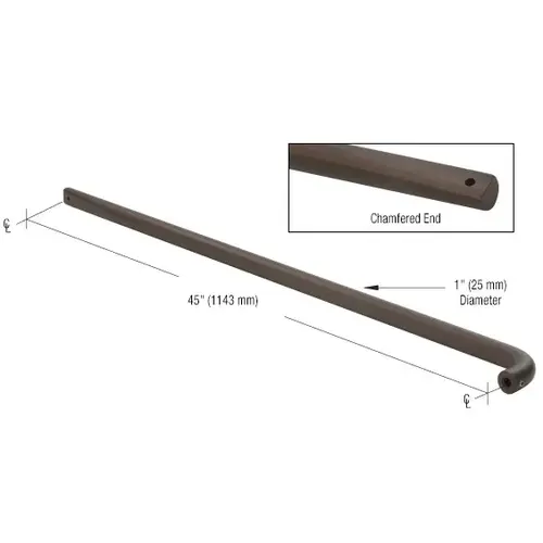 Bronze Astral II Solid Push Bar for 45" Double Acting Doors