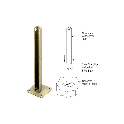 CRL PSB1BBRZ Matte Bronze AWS Steel Stanchion for 180 Degree Round or Rectangular Center or End Posts