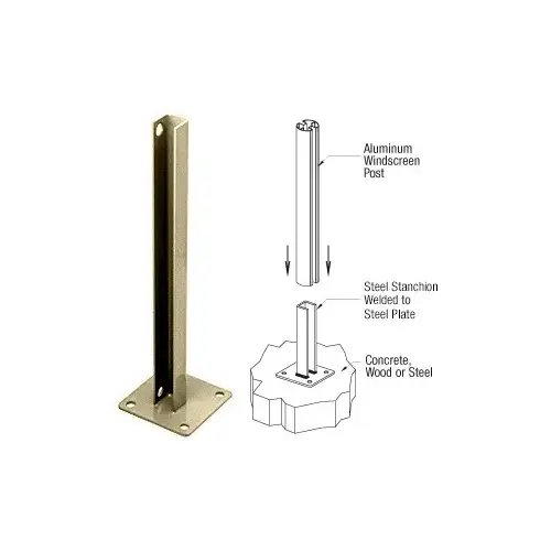 Bronze AWS Steel Stanchion for 90 Degree Round Corner Posts