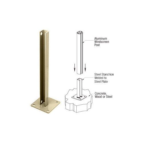 CRL PSB3BBRZ Matte Bronze AWS Steel Stanchion for 90 Degree Rectangular Corner Posts