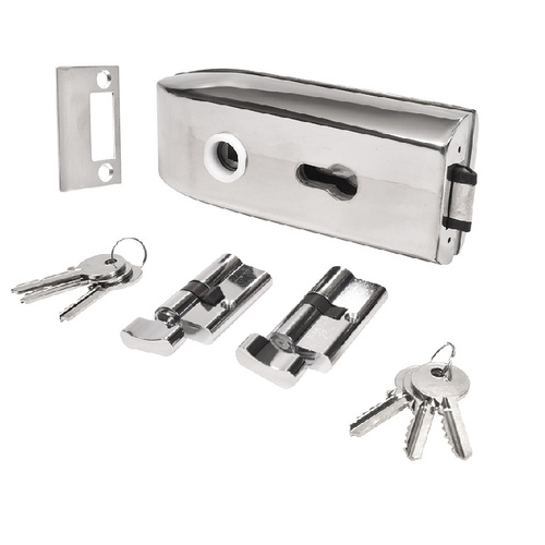 Polished Stainless Glass Mounted Latch with Lock and Thumbturn