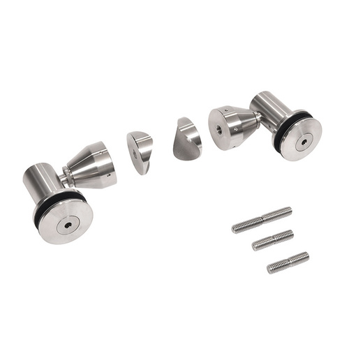 Brushed Stainless Double Arm Swivel Fitting Set for 1/2" Glass